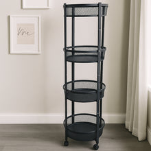 4-layer Round Metal Mesh Storage Organizer Rack With Wheels (1 Pc)