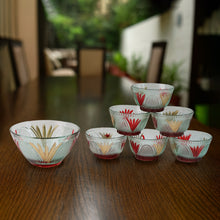 8234 Rose Glass Multipurpose Pudding  Dessert  Ice Cream Bowl Set For Home Use Home  Kitchen Serving Bowl For Sundae Sweets Snacks Fruit Pudding Nuts Or Dip Serving Bowls 6 Medium  1 Big Bowl (Set Of 7 Pc)