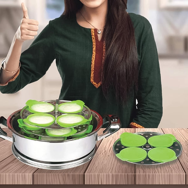 Idli Maker Cups (4 Pcs)  Food-grade Silicone Non-stick Idli Dhokla Egg Poacher Moulds