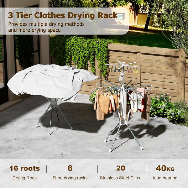 Multi-layer Foldable Clothes Drying Rack Set