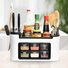 Multifunctional Kitchen Storage Organizer Rack With 6 Spice Containers Knife  Spoon Holder And Top Shelf